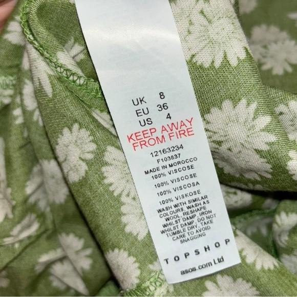 Topshop Green Button Through Daisy Mini Dress new with‎ tag floral - Picture 6 of 6
